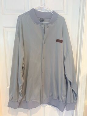 Lrg Light Gray Bomber Jacket with Maroon Patch